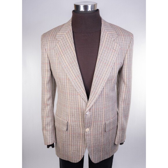 Bill Blass Sport Coat Blazer Micro Check Multi-Color Sz 42R Casual Jacket SILK - Picture 2 of 14